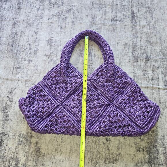 Yvette's Bag Womens Purple Crochet Handbag Top Handle Boho Lined Magnetic Snap - Picture 7 of 9
